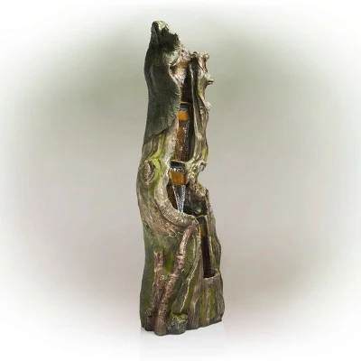 Alpine Corporation 79" Rock Waterfall Fountain With LED Lights - Brown 5 Alpine Corporation 79" Rock Waterfall Fountain With LED Lights - Brown - Image 3