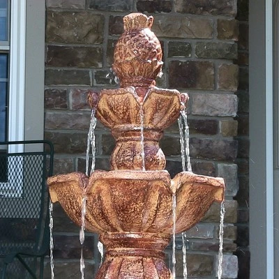 Sunnydaze Decor Sunnydaze 52"H Electric Fiberglass and Resin 4-Tier Pineapple Top Outdoor Water Feature, Tan 4 Sunnydaze Decor Sunnydaze 52"H Electric Fiberglass and Resin 4-Tier Pineapple Top Outdoor Water Feature, Tan - Image 2