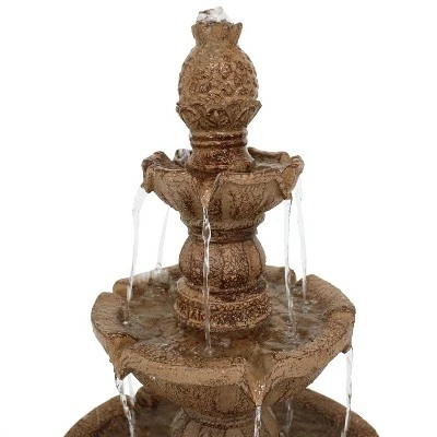 Sunnydaze Decor Sunnydaze 52"H Electric Fiberglass and Resin 4-Tier Pineapple Top Outdoor Water Feature, Tan 9 Sunnydaze Decor Sunnydaze 52"H Electric Fiberglass and Resin 4-Tier Pineapple Top Outdoor Water Feature, Tan - Image 7