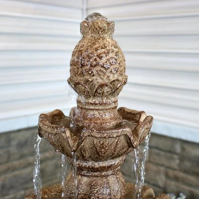 Sunnydaze Decor Sunnydaze 52"H Electric Fiberglass and Resin 4-Tier Pineapple Top Outdoor Water Feature, Tan 11 Sunnydaze Decor Sunnydaze 52"H Electric Fiberglass and Resin 4-Tier Pineapple Top Outdoor Water Feature, Tan - Image 9