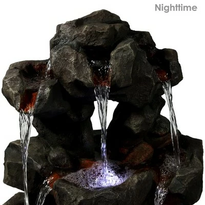 Sunnydaze Decor Sunnydaze 32"H Electric Fiberglass and Polyresin Layered Rock Waterfall Outdoor Water Fountain with LED Lights 3 Sunnydaze Decor Sunnydaze 32"H Electric Fiberglass and Polyresin Layered Rock Waterfall Outdoor Water Fountain with LED Lights