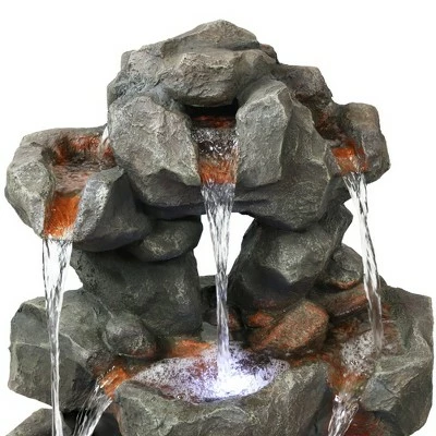 Sunnydaze Decor Sunnydaze 32"H Electric Fiberglass and Polyresin Layered Rock Waterfall Outdoor Water Fountain with LED Lights 5 Sunnydaze Decor Sunnydaze 32"H Electric Fiberglass and Polyresin Layered Rock Waterfall Outdoor Water Fountain with LED Lights - Image 3