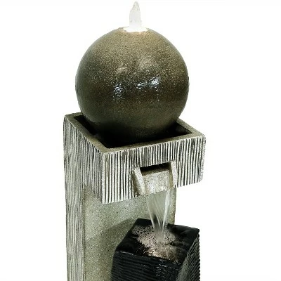 Sunnydaze Decor Sunnydaze 35"H Electric Polyresin Modern Vogue Column Outdoor Water Fountain with LED Lights 5 Sunnydaze Decor Sunnydaze 35"H Electric Polyresin Modern Vogue Column Outdoor Water Fountain with LED Lights - Image 3