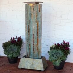 Sunnydaze Decor Sunnydaze 49"H Electric Natural Slate Tower Column Indoor/Outdoor Water Fountain with LED Light -Cheap Garden Decor Store unnamed file 6188