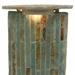 Sunnydaze Decor Sunnydaze 49"H Electric Natural Slate Tower Column Indoor/Outdoor Water Fountain with LED Light -Cheap Garden Decor Store unnamed file 6189