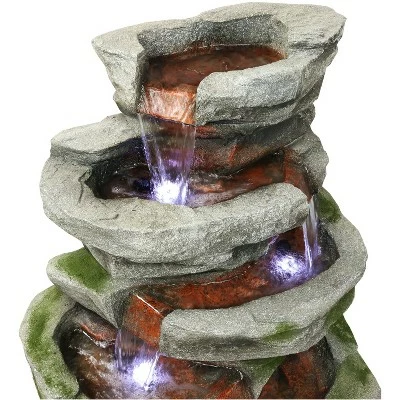 Sunnydaze Decor Sunnydaze 31"H Electric Polyresin and Fiberglass Lighted Cobblestone Waterfall Outdoor Water Fountain with LED Lights 5 Sunnydaze Decor Sunnydaze 31"H Electric Polyresin and Fiberglass Lighted Cobblestone Waterfall Outdoor Water Fountain with LED Lights - Image 3