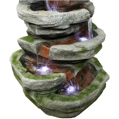 Sunnydaze Decor Sunnydaze 31"H Electric Polyresin and Fiberglass Lighted Cobblestone Waterfall Outdoor Water Fountain with LED Lights 6 Sunnydaze Decor Sunnydaze 31"H Electric Polyresin and Fiberglass Lighted Cobblestone Waterfall Outdoor Water Fountain with LED Lights - Image 4