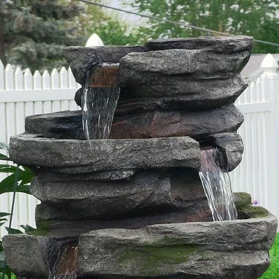 Sunnydaze Decor Sunnydaze 31"H Electric Polyresin and Fiberglass Lighted Cobblestone Waterfall Outdoor Water Fountain with LED Lights 7 Sunnydaze Decor Sunnydaze 31"H Electric Polyresin and Fiberglass Lighted Cobblestone Waterfall Outdoor Water Fountain with LED Lights - Image 5