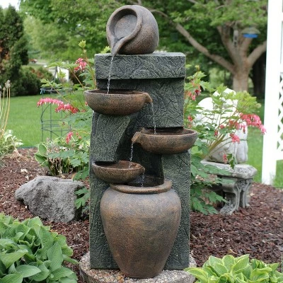 Sunnydaze Decor Sunnydaze 39"H Electric Polyresin and Fiberglass Cascading Earthenware Tiered Outdoor Water Fountain 3 Sunnydaze Decor Sunnydaze 39"H Electric Polyresin and Fiberglass Cascading Earthenware Tiered Outdoor Water Fountain