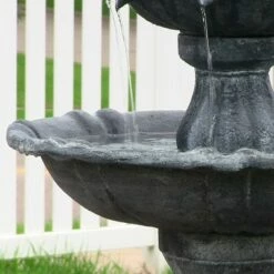 Sunnydaze Decor Sunnydaze Outdoor 2-Tier Solar Powered Polyresin Arcade Water Fountain with Battery Backup and LED Light - 45" - Black -Cheap Garden Decor Store unnamed file 6210