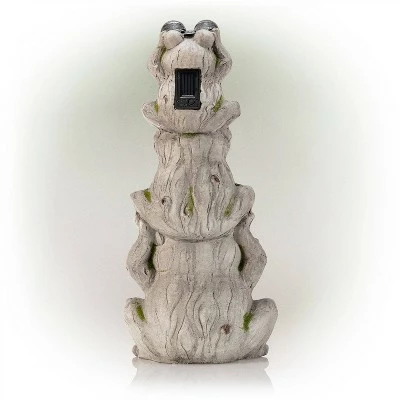 Alpine Corporation Alpine 23" Magnesium Oxide Solar Three Stack Frogs with LED Light Statue 5 Alpine Corporation Alpine 23" Magnesium Oxide Solar Three Stack Frogs with LED Light Statue - Image 5