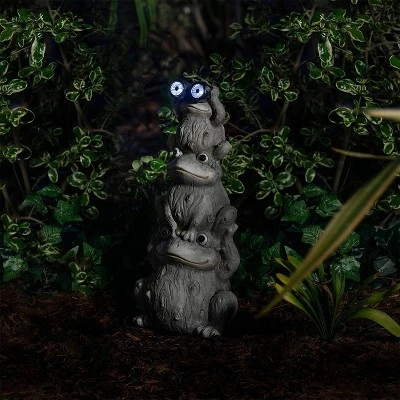 Alpine Corporation Alpine 23" Magnesium Oxide Solar Three Stack Frogs with LED Light Statue 7 Alpine Corporation Alpine 23" Magnesium Oxide Solar Three Stack Frogs with LED Light Statue - Image 7