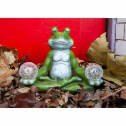 10" Resin Solar Yoga Frog Holding 2 Glass Jars Garden Statue Green - Exhart -Cheap Garden Decor Store unnamed file 63