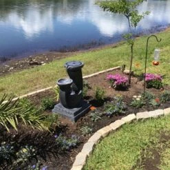 Sunnydaze Decor Sunnydaze Outdoor Modern Cascading Bowls Solar Powered Water Fountain with Battery Backup, LED Lights, and Submersible Pump - 28" - Black -Cheap Garden Decor Store unnamed file 6303