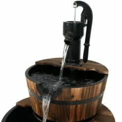 Sunnydaze Decor Sunnydaze 34"H Electric Fir Wood 2-Tier Farmhouse Barrel with Metal Decorative Hand Pump Outdoor Water Fountain -Cheap Garden Decor Store unnamed file 6309