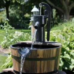 Sunnydaze Decor Sunnydaze 34"H Electric Fir Wood 2-Tier Farmhouse Barrel with Metal Decorative Hand Pump Outdoor Water Fountain -Cheap Garden Decor Store unnamed file 6315