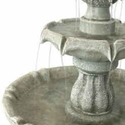 Sunnydaze Decor Sunnydaze Outdoor 2-Tier Solar Powered Water Fountain with Battery Backup and Submersible Pump - 35" - White Earth Finish -Cheap Garden Decor Store unnamed file 6319