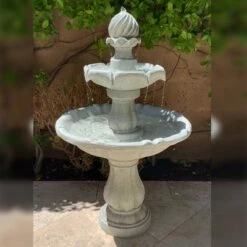 Sunnydaze Decor Sunnydaze Outdoor 2-Tier Solar Powered Water Fountain with Battery Backup and Submersible Pump - 35" - White Earth Finish -Cheap Garden Decor Store unnamed file 6321