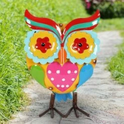 10" Metal Painted Owl Statue - Exhart