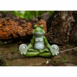 10" Resin Solar Yoga Frog Holding 2 Glass Jars Garden Statue Green - Exhart -Cheap Garden Decor Store unnamed file 64