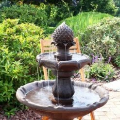 Sunnydaze Decor Sunnydaze Outdoor 2-Tier Pineapple Solar Powered Water Fountain with Battery Backup and Submersible Pump - 46" - Rust Finish -Cheap Garden Decor Store unnamed file 6409
