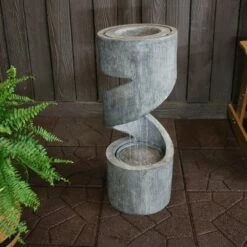 Sunnydaze Decor Sunnydaze 31"H Electric Polyresin Showering Spiral Column Outdoor Water Fountain with LED Light -Cheap Garden Decor Store unnamed file 6498