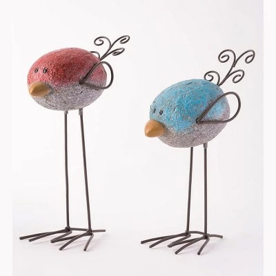 Wind & Weather Colorful Resin Rock Birds with Wire Wings, Tails, Legs and Feet, Set of 2 5 Wind & Weather Colorful Resin Rock Birds with Wire Wings, Tails, Legs and Feet, Set of 2 - Image 3