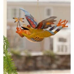 Wind & Weather Colorful Metal Flying Frog
