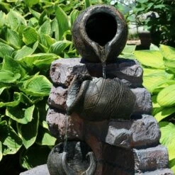 Sunnydaze Decor Sunnydaze Outdoor Polyresin Crumbling Bricks and Pots Solar Cascading Water Fountain with LED Lights and Battery Backup - 27" -Cheap Garden Decor Store unnamed file 6605