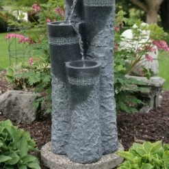 Sunnydaze Decor Sunnydaze 41"H Electric Polystone 4-Tier Staggered Pillars Outdoor Water Fountain with LED Lights -Cheap Garden Decor Store unnamed file 6613