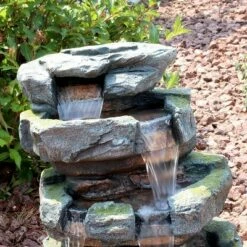 Sunnydaze Decor Sunnydaze 24"H Electric Polyresin and Fiberglass Tiered Stone Waterfall Outdoor Water Fountain with LED Lights -Cheap Garden Decor Store unnamed file 6687