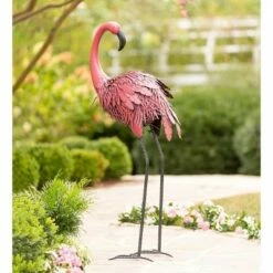 Wind & Weather Fancy-Feathered Indoor/Outdoor Metal Looking Forward Flamingo -Cheap Garden Decor Store unnamed file 674