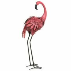 Wind & Weather Fancy-Feathered Indoor/Outdoor Metal Looking Forward Flamingo -Cheap Garden Decor Store unnamed file 675