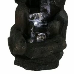 Sunnydaze Decor Sunnydaze Outdoor Solar Powered Rock Falls Water Fountain with Battery Backup, Submersible Pump, and LED Lights - 22"