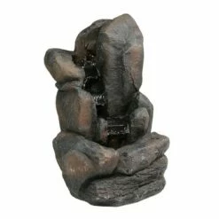 Sunnydaze Decor Sunnydaze Outdoor Solar Powered Rock Falls Water Fountain with Battery Backup, Submersible Pump, and LED Lights - 22" -Cheap Garden Decor Store unnamed file 6757