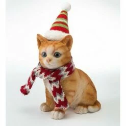 Plow & Hearth Holiday Kitten Statue with Hat and Scarf -Cheap Garden Decor Store unnamed file 678