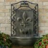 Sunnydaze Decor Sunnydaze 33"H Solar-Powered Polystone French Lily Design Outdoor Wall-Mount Water Fountain, Florentine Finish -Cheap Garden Decor Store unnamed file 6814