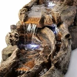 Alpine Corporation Alpine 26" Tiered Wood River Stream Fountain with LED Lights Gray/White -Cheap Garden Decor Store unnamed file 6825