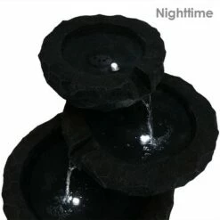 Sunnydaze Decor Sunnydaze Outdoor 3-Tier Chiseled Basin Solar Powered Water Fountain with Battery Backup and Submersible Pump - 22"