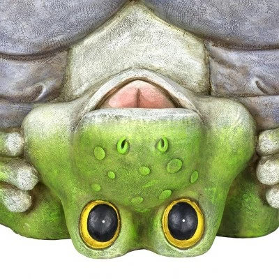 10" Solar Welcome Frog With Birds Resin Statue Gray - Exhart 5 10" Solar Welcome Frog With Birds Resin Statue Gray - Exhart - Image 3