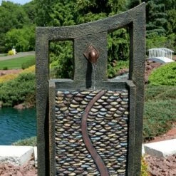 Sunnydaze Decor Sunnydaze 39"H Electric Polyresin and Fiberglass Modern Road Column Outdoor Water Fountain with LED Lights -Cheap Garden Decor Store unnamed file 6840