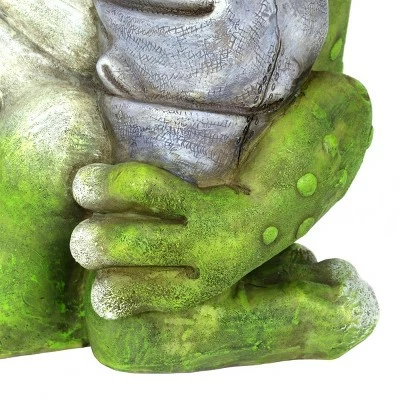 10" Solar Welcome Frog With Birds Resin Statue Gray - Exhart 7 10" Solar Welcome Frog With Birds Resin Statue Gray - Exhart - Image 5