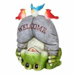 10" Solar Welcome Frog With Birds Resin Statue Gray - Exhart 23 10" Solar Welcome Frog With Birds Resin Statue Gray - Exhart -Cheap Garden Decor Store unnamed file 690