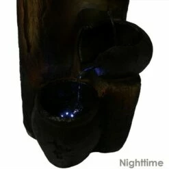 Sunnydaze Decor Sunnydaze Outdoor Polyresin Cascading Log and Buckets Solar Powered Water Fountain with Submersible Pump and Solar Panel - 30"