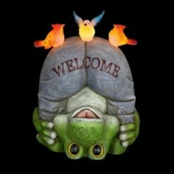 10" Solar Welcome Frog With Birds Resin Statue Gray - Exhart 25 10" Solar Welcome Frog With Birds Resin Statue Gray - Exhart -Cheap Garden Decor Store unnamed file 692