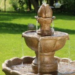 Sunnydaze Decor Sunnydaze 38"H Electric Resin 2-Tier Blooming Flower Outdoor Water Feature -Cheap Garden Decor Store unnamed file 6922