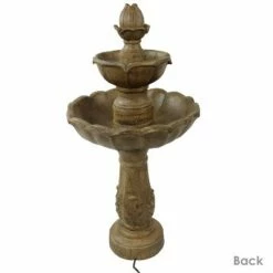 Sunnydaze Decor Sunnydaze 38"H Electric Resin 2-Tier Blooming Flower Outdoor Water Feature -Cheap Garden Decor Store unnamed file 6924