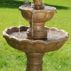 Sunnydaze Decor Sunnydaze 38"H Electric Resin 2-Tier Blooming Flower Outdoor Water Feature -Cheap Garden Decor Store unnamed file 6925