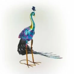 28" Metal Peacock Outdoor Decor With Glossy Finish Statue - Alpine Corporation -Cheap Garden Decor Store unnamed file 709