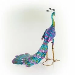 28" Metal Peacock Outdoor Decor With Glossy Finish Statue - Alpine Corporation -Cheap Garden Decor Store unnamed file 711